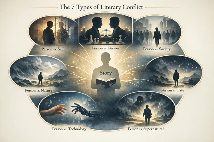 Discover the 7 types of literary conflict in storytelling and how they shape narratives.