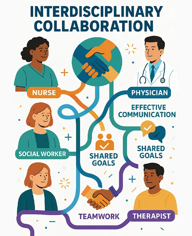 Interdisciplinary collaboration concept map for nursing teamwork and patient care