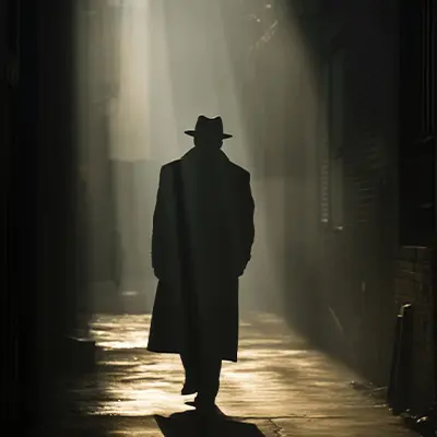 Mystery and crime novel genre illustration representing suspense, investigations, and thrilling storytelling