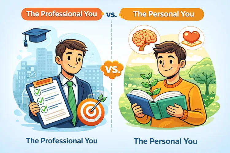 Illustration comparing the professional focus of a Statement of Purpose with the personal storytelling style of a Personal Statement