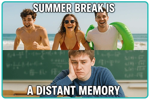 When the first homework assignment hits and summer feels like a lifetime ago.