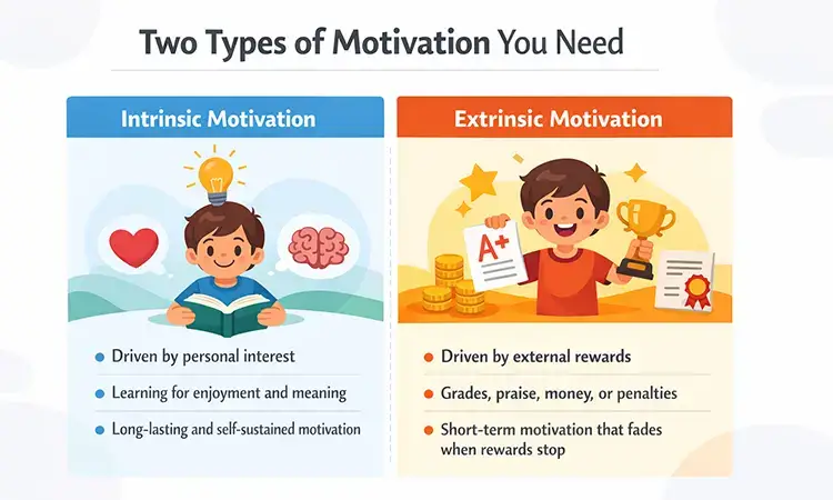 Intrinsic vs extrinsic motivation comparison for students